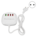 Miniatyrbilde 1 av 5: 4 porter USB-laderstasjon 36W QC3.0 hurtiglader for mobiltelefon nettbrett 110‑240V