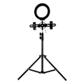 Miniatyrbilde 7 av 8: PULUZ PKT3036 Mobiltelefon Live Broadcast LED Ring Fill Light med Stativ Dual Telefonholder