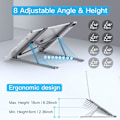 Miniatyrbild 2 av 8: Ergonomisk Design, Justerbart Laptopställ för Skrivbord, 8 Höjdnivåer Från 6 cm Till 16 cm, Bred Kompatibilitet Med Upp Till 17 Tum