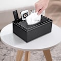 Miniatyrbild 4 av 5: Näsdukslåda PU-läder med 3 fack rektangulär näsduksdispenser multifunktionell förvaringslåda näsduksorganisatör hemmakontor