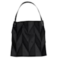 Miniatyrbild 2 av 2: Återanvändbar Tote Bag Stor Kapacitet Mode Polyline Design Shopping Väska för Hem Resor Kontor Svart