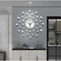 Miniatyrbild 6 av 6: Lyxig Elegant Design, 3D Kristallväggklocka Med Glittrande Bling, Silver Väggdekor, Tyst Icke-Tickande Urverk För Mångsidig Rumsdekor