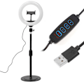 Pikkukuva 2 / 8: Suoraan lähetettävä USB-rengastäyttövalo himmennettävällä LED-lampulla ja matkapuhelinklipsipidikkeellä