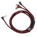 Miniatyrbillede 2 af 5: 90° 3,5 mm han-stik til 2RCA han-lydkabel ABS stereomikrofonkabel til DVD-højttaler