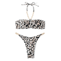 Miniatyrbild 2 av 2: 2-delad Baddräkt Guld Kedja Rem Push Up Bikini Set för Kvinnor Tjej Poolpartyn Leopardtryck S