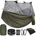 Miniatyrbild 1 av 8: Hängmatta Camping med Regnskydd, Perfekt för Backpacking & Resor, Andningsbar 210T Nylon Spinning Säkerställer Komfort & Skydd, Lätt att Montera &