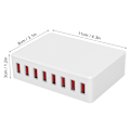Miniatyrbilde 3 av 5: 2.4A 50W 8 porter USB-lader bærbar USB-skrivebords smart ladestasjon for telefoner nettbrett