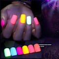 Miniatyrbillede 3 af 3: 24 stk. falske firkantede negle lysende neon fluorescerende ballerina tryk på negle falske spidser kunstig finger fest manicure til kvinder og piger