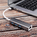Miniatyrbilde 4 av 5: DM HE83 Aluminium Alloy Wired Networking Card 100M USB 3.0 HUB Adapter USB til RJ45