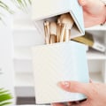 Miniatyrbillede 3 af 5: Makeup børsteholder PU blyantsarrangør, kosmetisk børsteopbevaring til kommode forfængelighed bordplade, 21*8cm