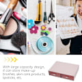 Miniatyrbillede 2 af 5: Skrivebords skuffe arrangør, vandtæt støvtæt plast DIY kombination multi lag stablebar skuffe opbevaringskasse, stribet pink 2 skuffer