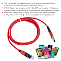 Miniatyrbillede 7 af 7: Micro USB-kabel 180 graders roterende Type-C ladekabel til Samsung/Xiaomi/Huawei 1,2 m rød 1,2 m/3,9 fod