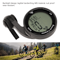Miniatyrbillede 8 af 8: Cykelcomputer Speedometer Termometer Ur Stort Skærm Tydeligt Håndskrift Vandtæt Cykelcomputer med Baggrundslys Hvid Baggrund Sort