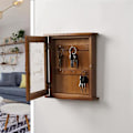Miniatyrbild 3 av 5: Tränyckelbox - Retro väggmonterad nyckelskåp med magnetisk dörr, miljövänlig hållbar förvaring i massivt trä med 6 krokar, kreativ heminredningshållare - Brun