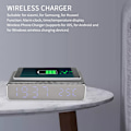 Miniatyrbillede 6 af 8: Multifunktionel trådløs oplader USB digital LED bordalarm ur termometer til xiaomi sølv