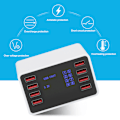 Miniatyrbilde 4 av 8: 8-porters skrivebordsvegglader smart hurtigladestasjon 3.0 USB C med LCD-skjerm 100‑240VEU-plugg