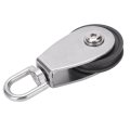 Miniatyrbilde 4 av 5: Rustfritt stål skall dobbel lagre stum pulley blokk nylon hjul spor 360 graders rotasjon