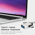 Pikkukuva 1 / 3: 2 kpl alumiiniseoskuori 2-in-1 OTG-muunnin USB 3.0 - Mikro-USB Type-C -sovitin ketjulla Androidille, hopea ketjulla