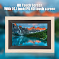 Miniatyrbilde 8 av 8: 10,1 tommers digital fotoramme 1280x800 IPS berøringsskjerm WiFi elektronisk fotoramme med treramme 100‑240V EU-plugg