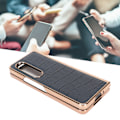 Miniatyrbild 1 av 8: Telefonskal skyddande fodral för Samsung Galaxy Z Fold 4 Nano Plating Krokodil mönster äkta läder reptåligt blått