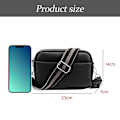 Miniatyrbillede 2 af 5: Crossbody taske til kvinder, lille læder kamerataske tyk rem Cross-body tasker, Triple lynlås skuldertaske