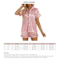 Miniatyrbild 4 av 4: Dam Kortärmad Pyjamas Set Nedvikt Krage Vackert Tryck Tvådelad Topp Shorts Nattkläder Rosa Rand S