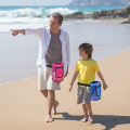 Miniatyrbilde 3 av 5: 2-pakning Strand Mesh Bag Seashell Bag Strandleketøy Bag med Glidelås Lomme Justerbare Stropper Shell Vesker for Barn Snøring Oppbevaringspose