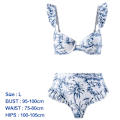 Miniatyrbillede 2 af 5: 1 blå print split tredelt kvinde slank retro print med en multi-purpose wrap kjole