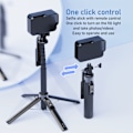 Miniatyrbillede 6 af 8: P135 Quadripod Hylde Bluetooth Selfie Stick 1,35m 53 Tommer Aluminiumlegering Mobiltelefon Universal Selfie Stick med Fjernbetjening Sort