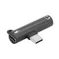 Pikkukuva 5 / 6: 2 kpl 2-in-1 TypeC - 3,5 mm -ääniliitäntäkaapelilaturi, kuulokemikrofonijakaja, sovitin (musta)