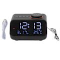 Miniatyrbild 1 av 5: Växande väckarklocka radio LED digital väckarklocka med FM-radio musik temperatur fuktighet display för hem sovrum skrivbord kontor