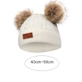 Miniatyrbillede 2 af 5: Barnehat, Farve Vinter Dobbelt Pom Pom Strikket Hue
