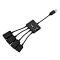 Miniatyrbild 2 av 5: 4-i-1 USB3.1 Typ C Hane till USB 2.0 Hona 3 Portars USB-Hub OTG-funktion med USB-C Laddningsport
