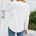 Miniatyrbild 1 av 4: Dam Långärmad Topp Enfärgad V-ringning Lös Passform Pullover Blus för Vardagsbruk Arbete Gata Vit XXL