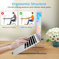 Miniatyrbild 3 av 8: Ergonomisk Design, Justerbart Laptopställ för Skrivbord, 8 Höjdnivåer Från 6 cm Till 16 cm, Bred Kompatibilitet Med Upp Till 17 Tum