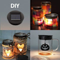 Miniatyrbild 4 av 5: DIY solcellslampor ersättning topp med LED-lampor solpanel lykta lock lampor ersättning topp ljus för utomhus hängande lyktor
