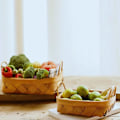 Miniatyrbilde 2 av 5: Brødkurv for servering vevd fruktkurv for mat grønnsak display kjøkken restaurant bordplate Burlywood