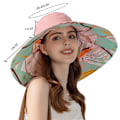 Miniatyrbilde 2 av 5: Bomull Bred Bremskjerm Solhatter  Kant Sommer UV Beskyttelse UPF Boho Hat for Strand Fotturer Hage Reise Hakestropp
