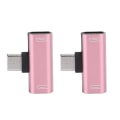 Pikkukuva 5 / 5: 2 kpl TypeC-muunninjakaja, kaksois 2-in-1-kuulokeliitäntään, USB-äänenlataussovitin, vaaleanpunainen (vaaleanpunainen)