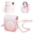 Miniatyrbillede 1 af 8: Øjeblikkelig kamerataske i PU-læder, regntæt, blød kamerabeskyttelsesetui med skulderrem til Fujifilm Instax Mini 12 Pink