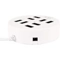 Miniatyrbild 3 av 5: USB 8 Portars Box Multi Dataöverföring USB 2.0 Hub Rund Form Multi-Port Splitter Laddare Adapter Ersättning med LED för USB-enheter, Telefon, USB White