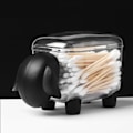 Miniatyrbillede 3 af 5: Sød tegneserie-stationær vatpind makeup bomuld opbevaringsboks holder arrangør (sort får)
