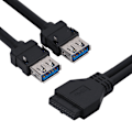 Miniatyrbild 5 av 5: USB3.0 19/20PIN Frontpanelkabel för stationär dator med fasta fötter (0,3 m)