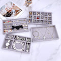Miniatyrbild 4 av 5: Smyckesfack Organizer Set om 4 Sammetsstapelbara Smyckeslådor Organizer Fack Örhänge Ring Halsband Armband Display Stativ Showcase Smyckesförvaring