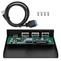 Pikkukuva 1 / 5: 3-porttinen USB3.0 + 1-porttinen USB3.1 tyypin C -liitäntälaajennuskorttipaneeli, musta