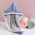 Miniatyrbillede 4 af 5: 1PCS-Hår Tørring Hætte Fortykkelse Mikrofiber Håndklæde Wrap med Knapper Absorberende Twist Brusebad (Dobbelt Lag Fortykkelse)