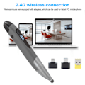 Miniatyrbillede 5 af 6: Mus Pen 2.4G Trådløs ABS Kapacitiv Skærm Håndskrift med Adaptere til Win xp/7/8/10 Sølvgrå