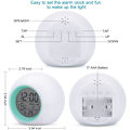 Miniatyrbild 8 av 8: Digital Väckarklocka med Multifunktionsdisplay, 7 Färgers Nattlampa, Temperaturdetektering, Snooze-funktion, Lätt att Ställa In, Batteridriven, Stilren