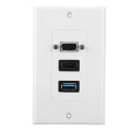 Miniatyrbilde 2 av 5: US 3-PORT VGA HDMI USB3.0 Socket Veggmontert Panel Adapter Veggkontakt