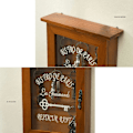 Miniatyrbild 4 av 5: Tränyckelbox - Retro väggmonterad nyckelskåp med magnetisk dörr, miljövänlig hållbar förvaring i massivt trä med 6 krokar, kreativ heminredningshållare - Brun